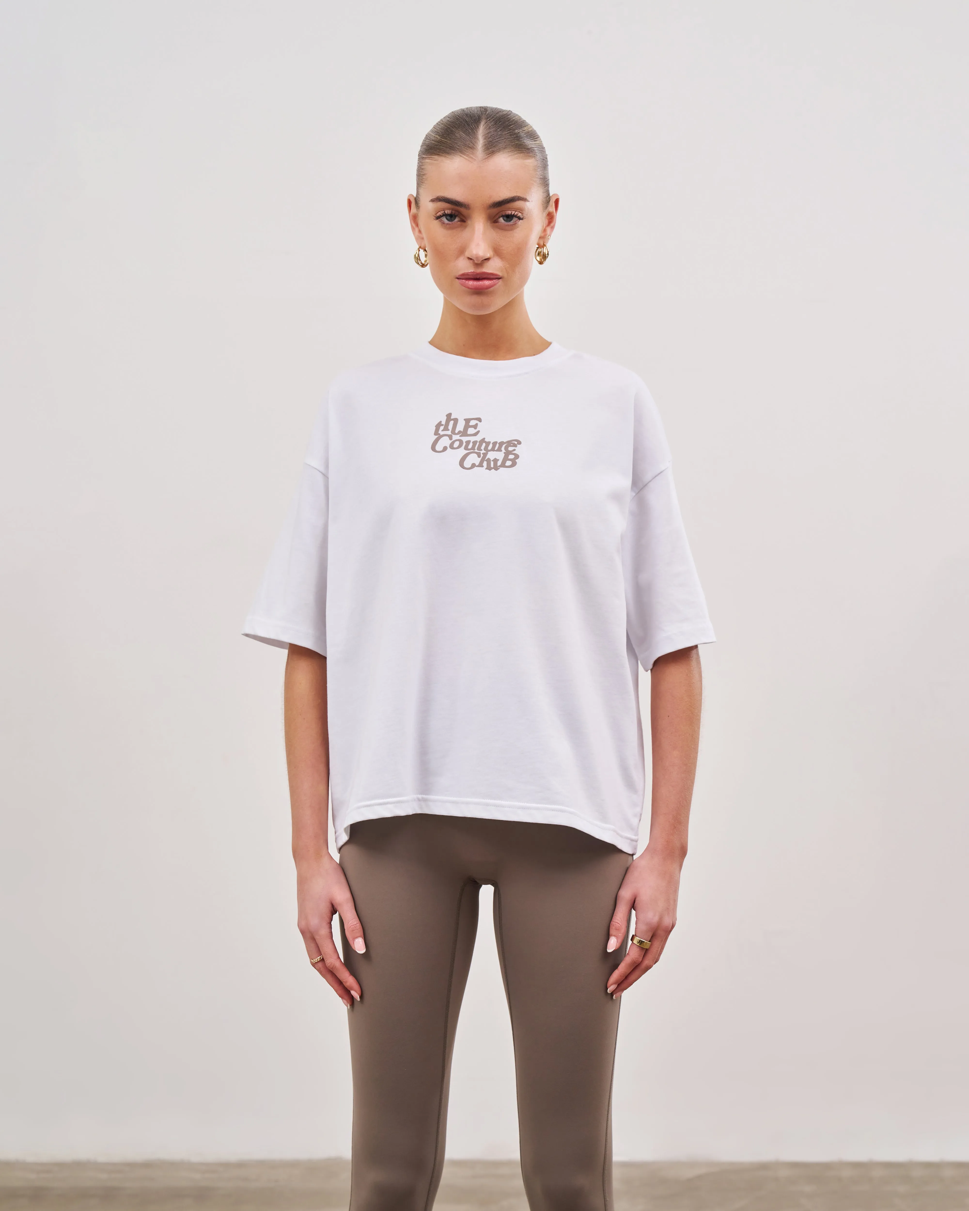 MULTI FONT RELAXED T-SHIRT - COCOA