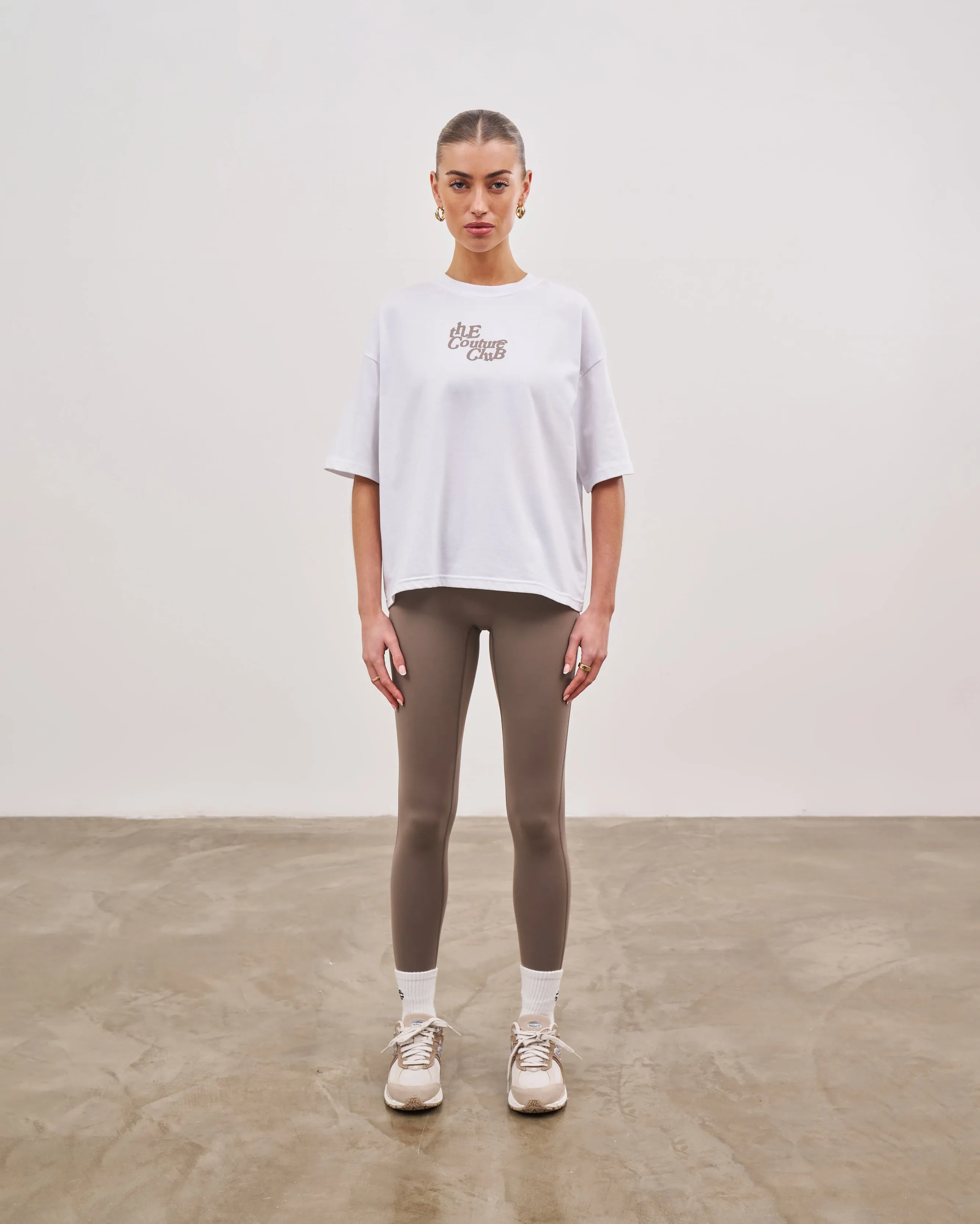 MULTI FONT RELAXED T-SHIRT - COCOA
