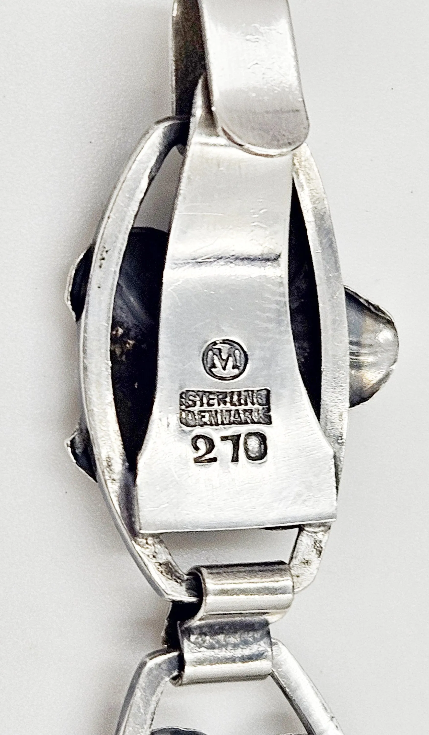 Munksgaard Denmark Art Deco Flowers #270 Sterling Panel Links Bracelet 70s