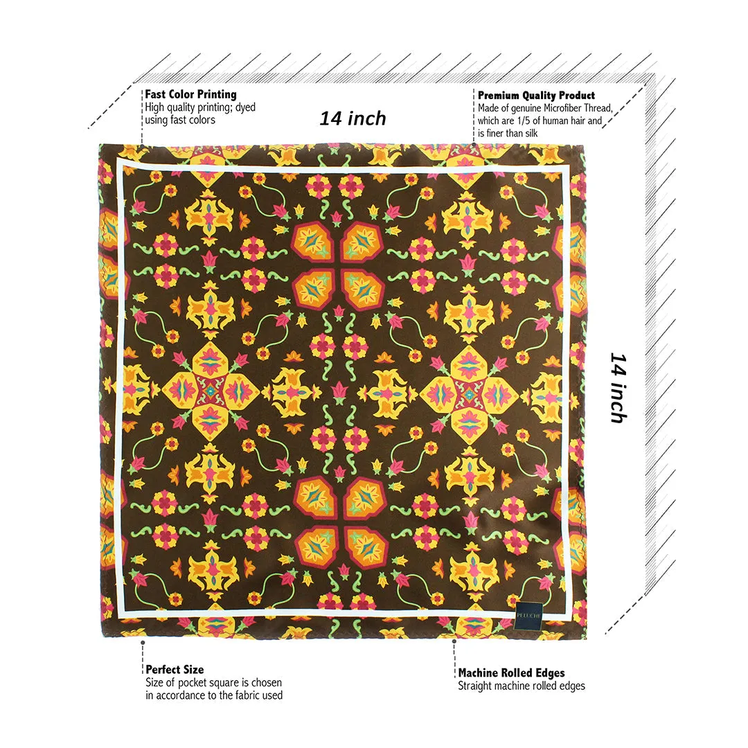 Peluche Eternal Blossom Multicolor Pocket Square for Men (14X14 inches)