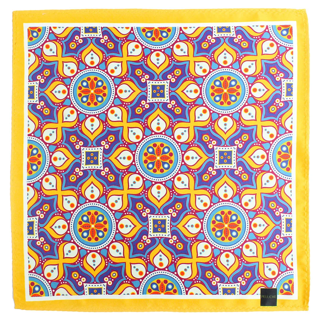 Peluche Fancy Flourish  Multicolor Pocket Square for Men (14X14 inches)