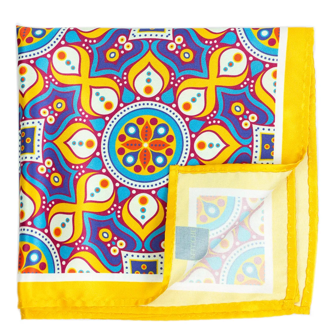 Peluche Fancy Flourish  Multicolor Pocket Square for Men (14X14 inches)
