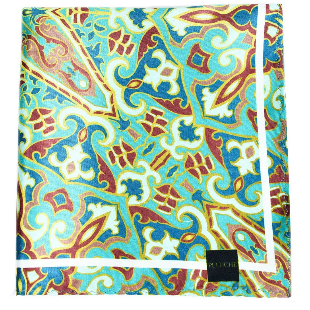 Peluche Luxury Loom  Multicolor Pocket Square for Men (14X14 inches)