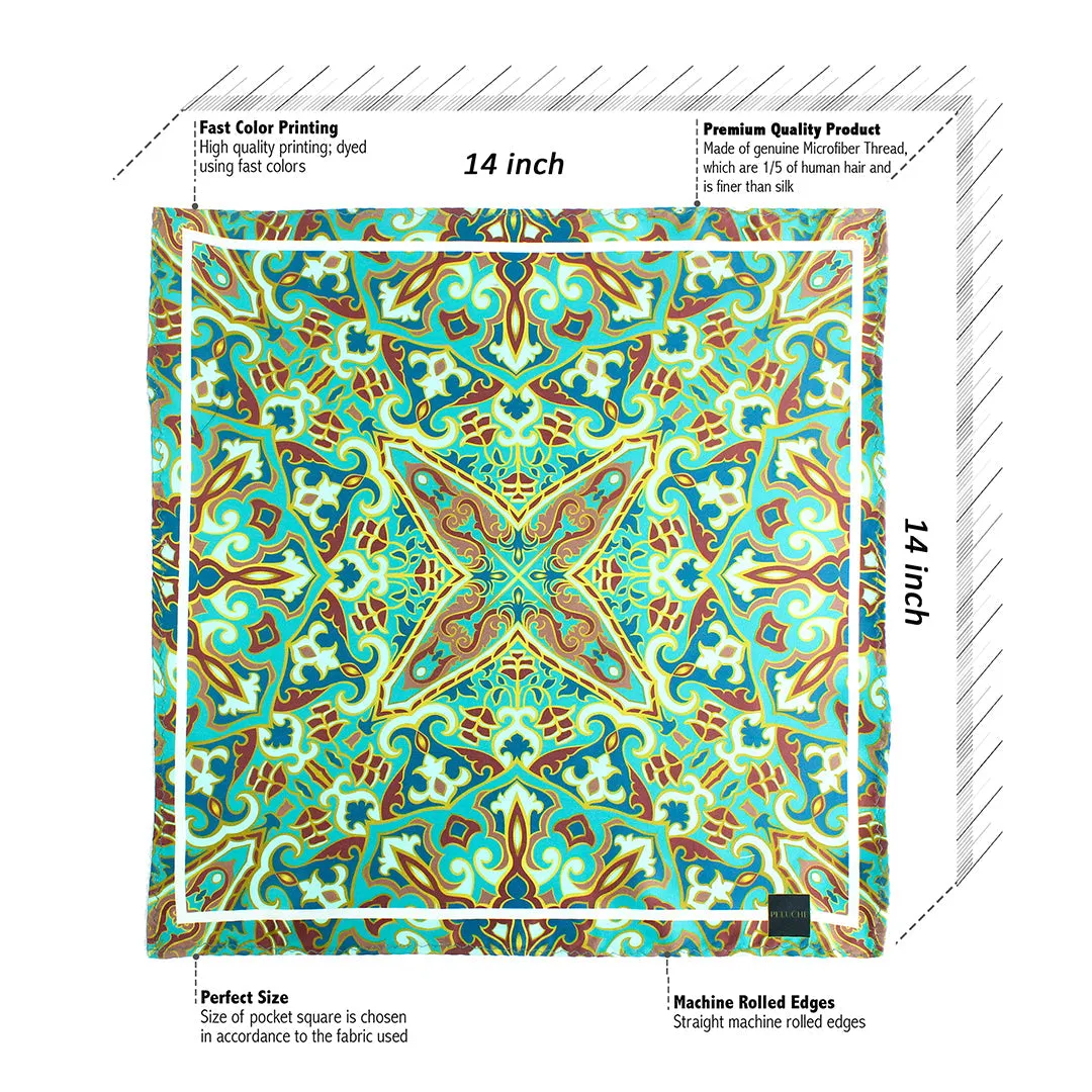 Peluche Luxury Loom  Multicolor Pocket Square for Men (14X14 inches)