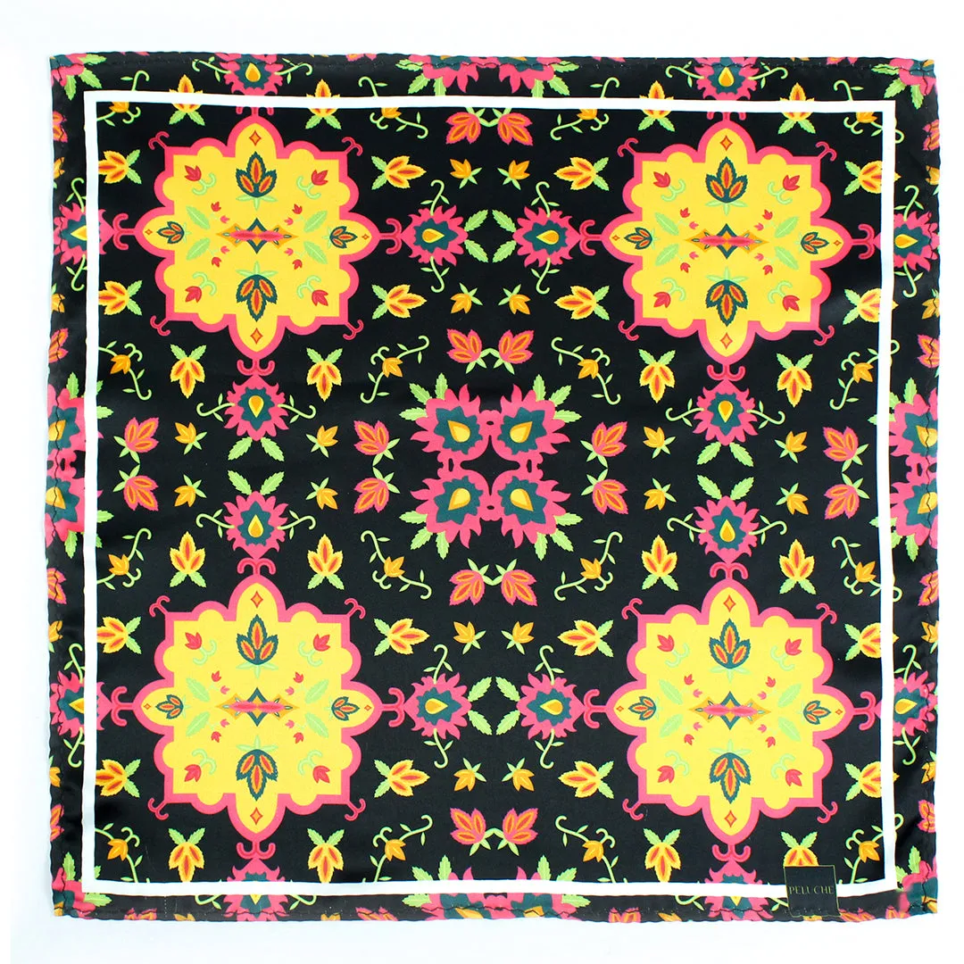 Peluche Meadow Muse Multicolor Pocket Square for Men (14X14 inches)
