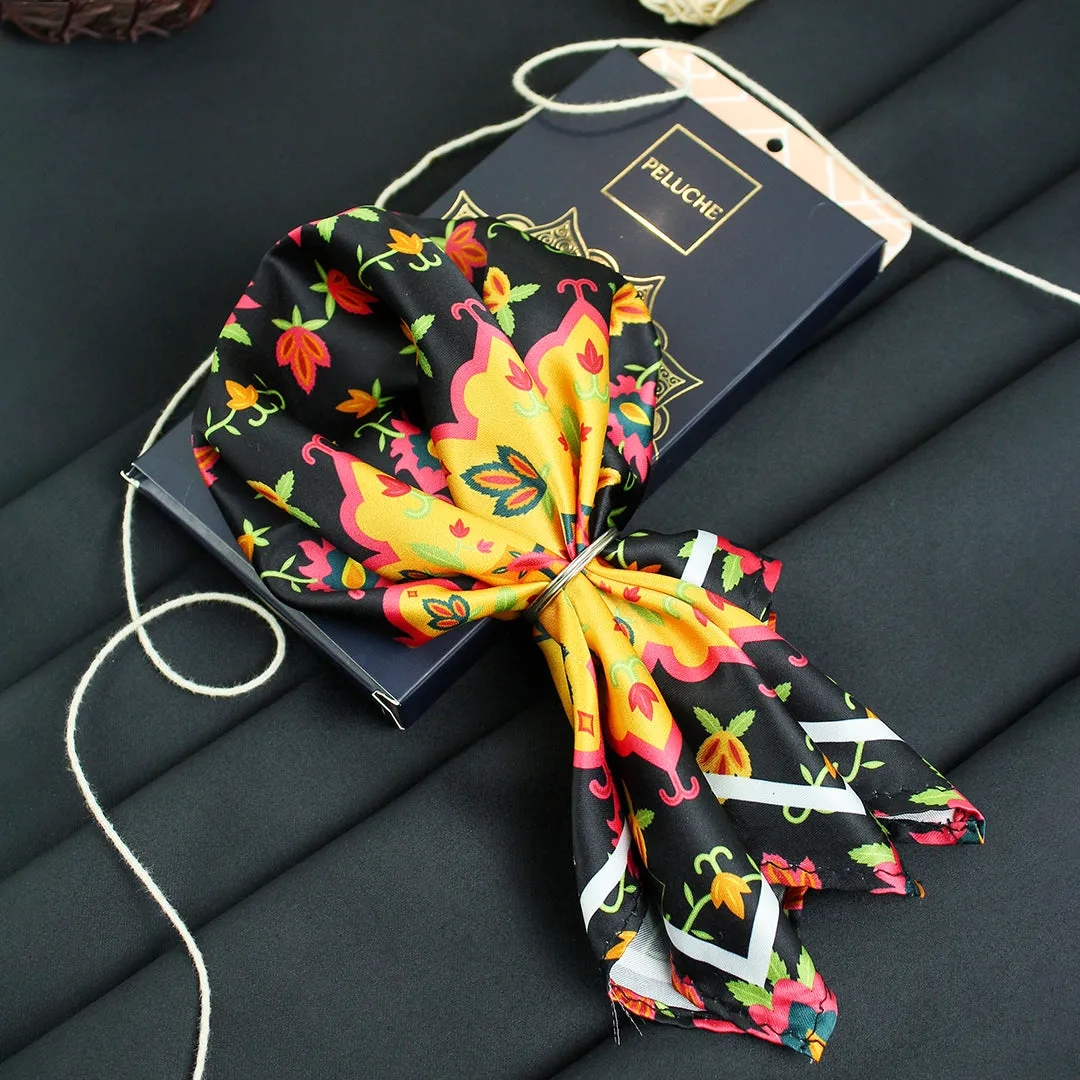 Peluche Meadow Muse Multicolor Pocket Square for Men (14X14 inches)