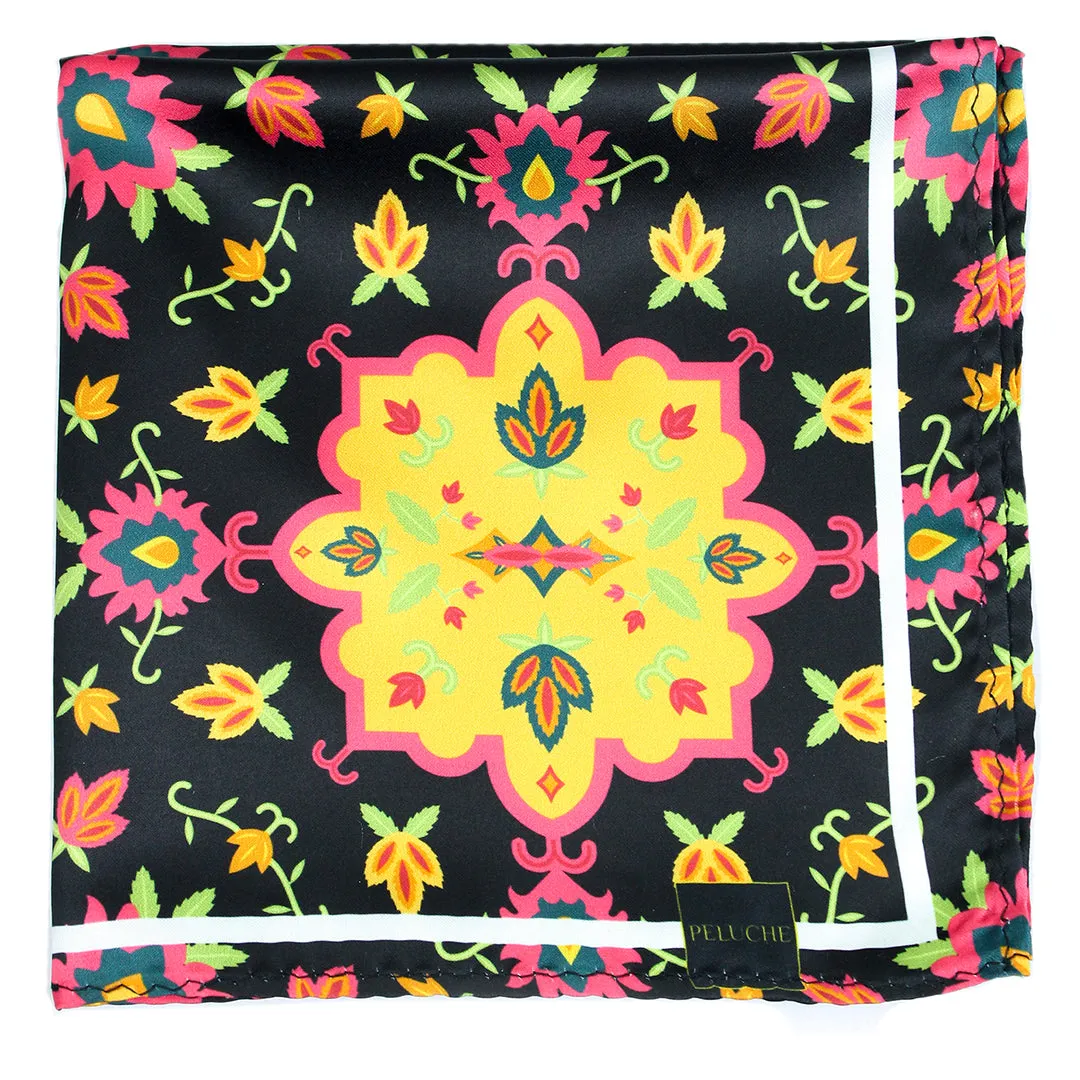 Peluche Meadow Muse Multicolor Pocket Square for Men (14X14 inches)