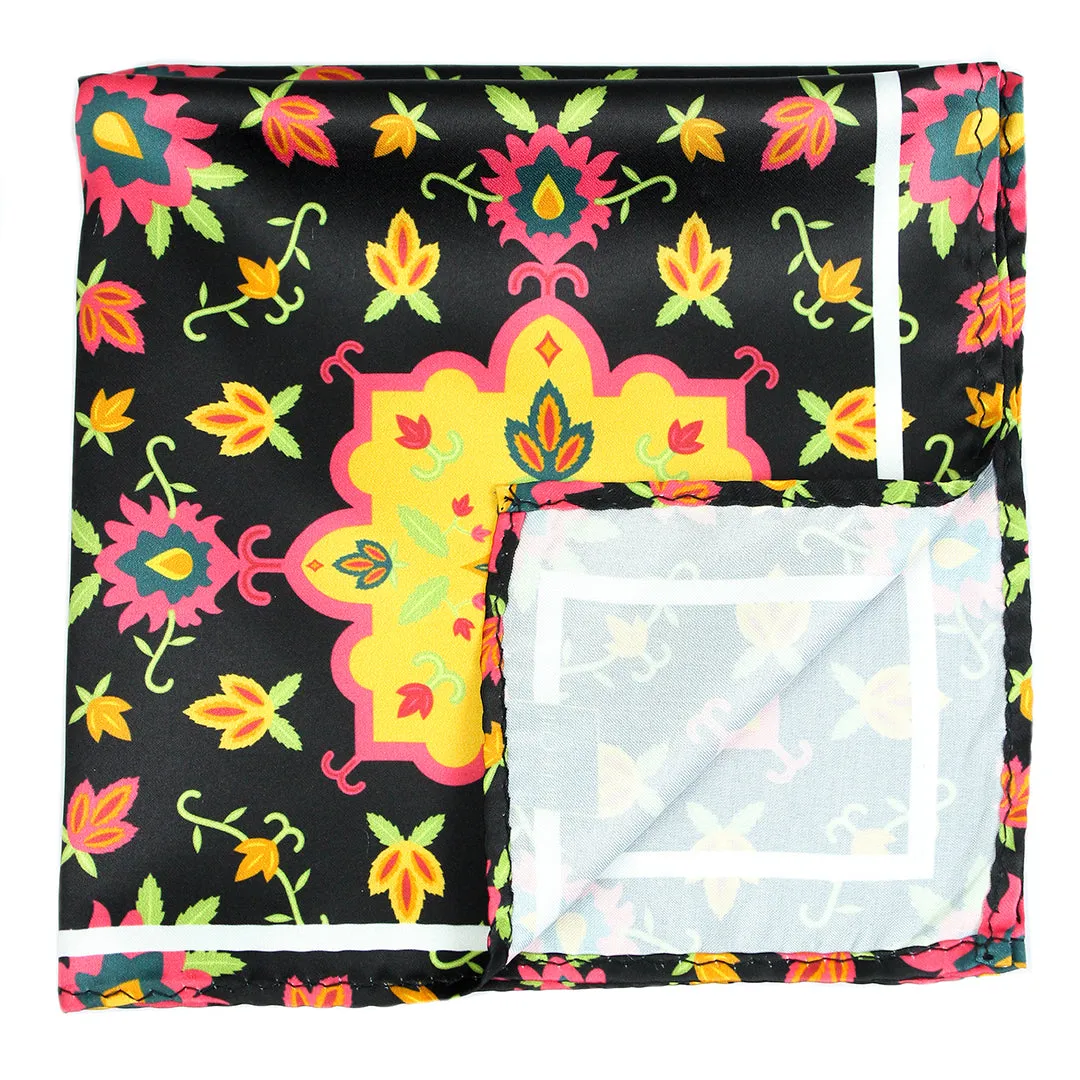 Peluche Meadow Muse Multicolor Pocket Square for Men (14X14 inches)