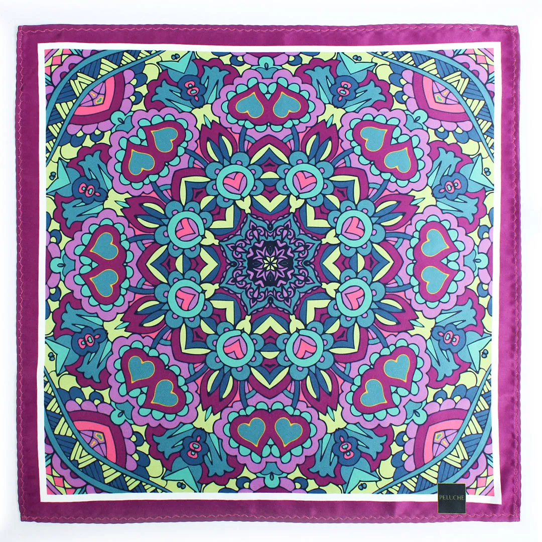Peluche Mystic Mandala Elegance Multicolor Pocket Square for Men (14X14 inches)
