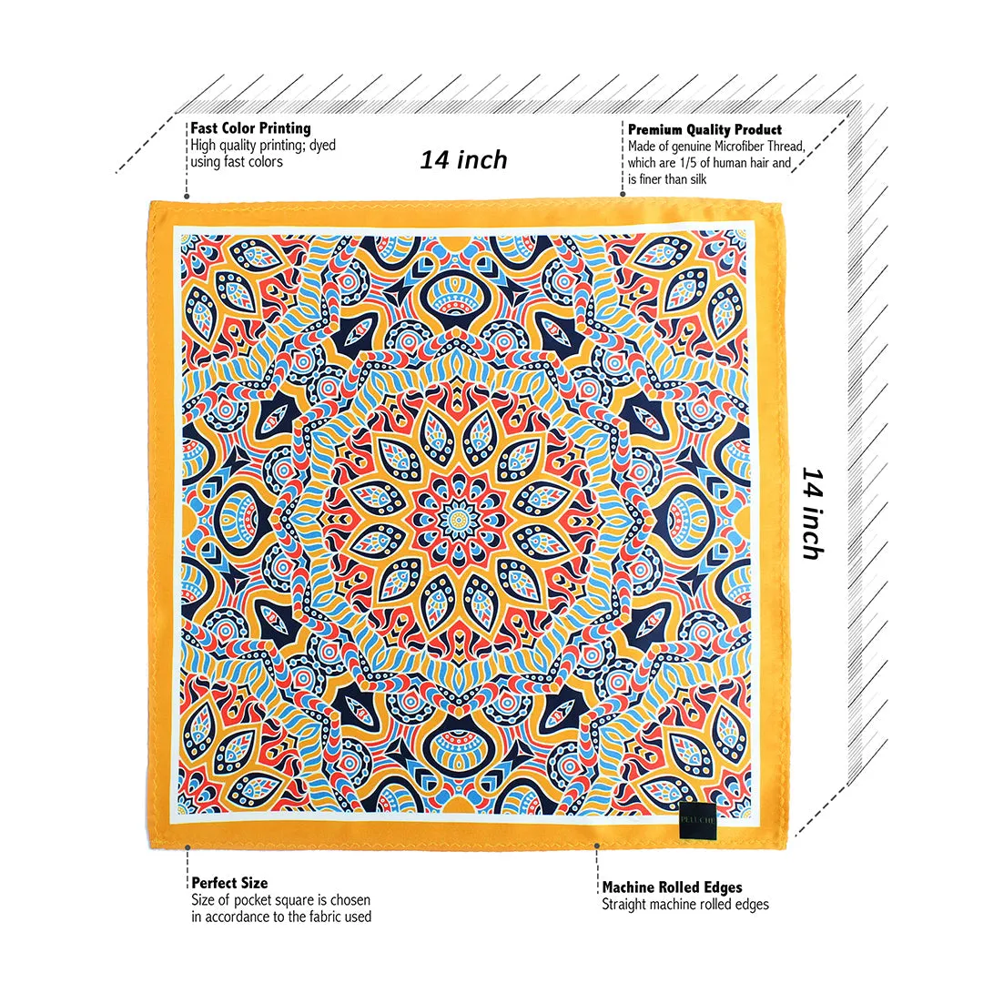 Peluche Savage Impressions Ensemble Multicolor Pocket Square for Men (14X14 inches)