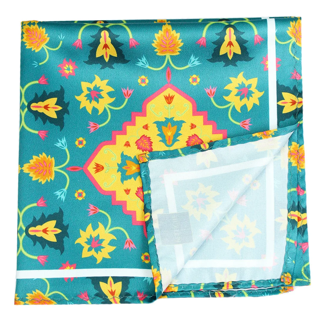 Peluche Whispering Petals Multicolor Pocket Square for Men (14X14 inches)