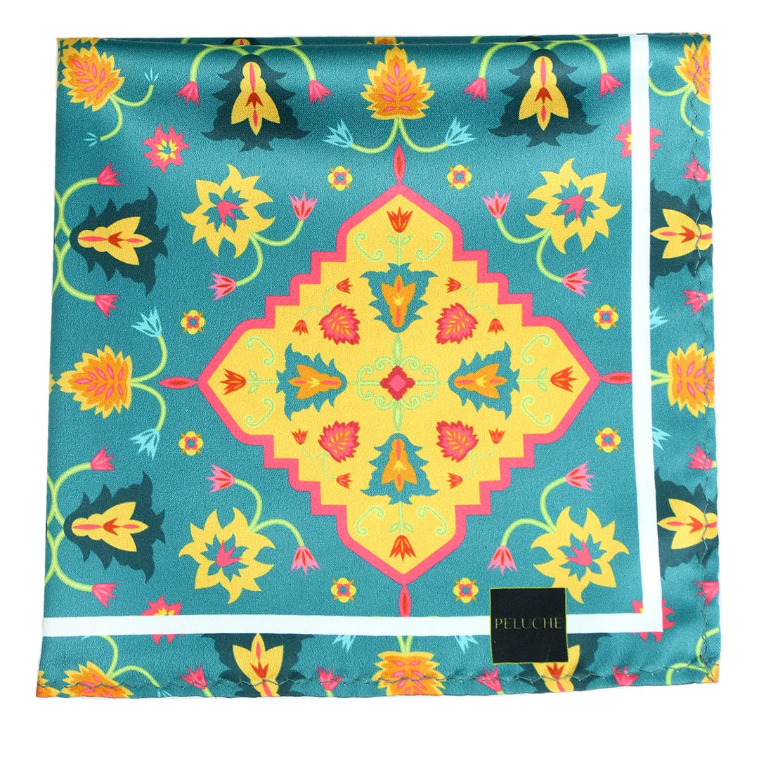 Peluche Whispering Petals Multicolor Pocket Square for Men (14X14 inches)