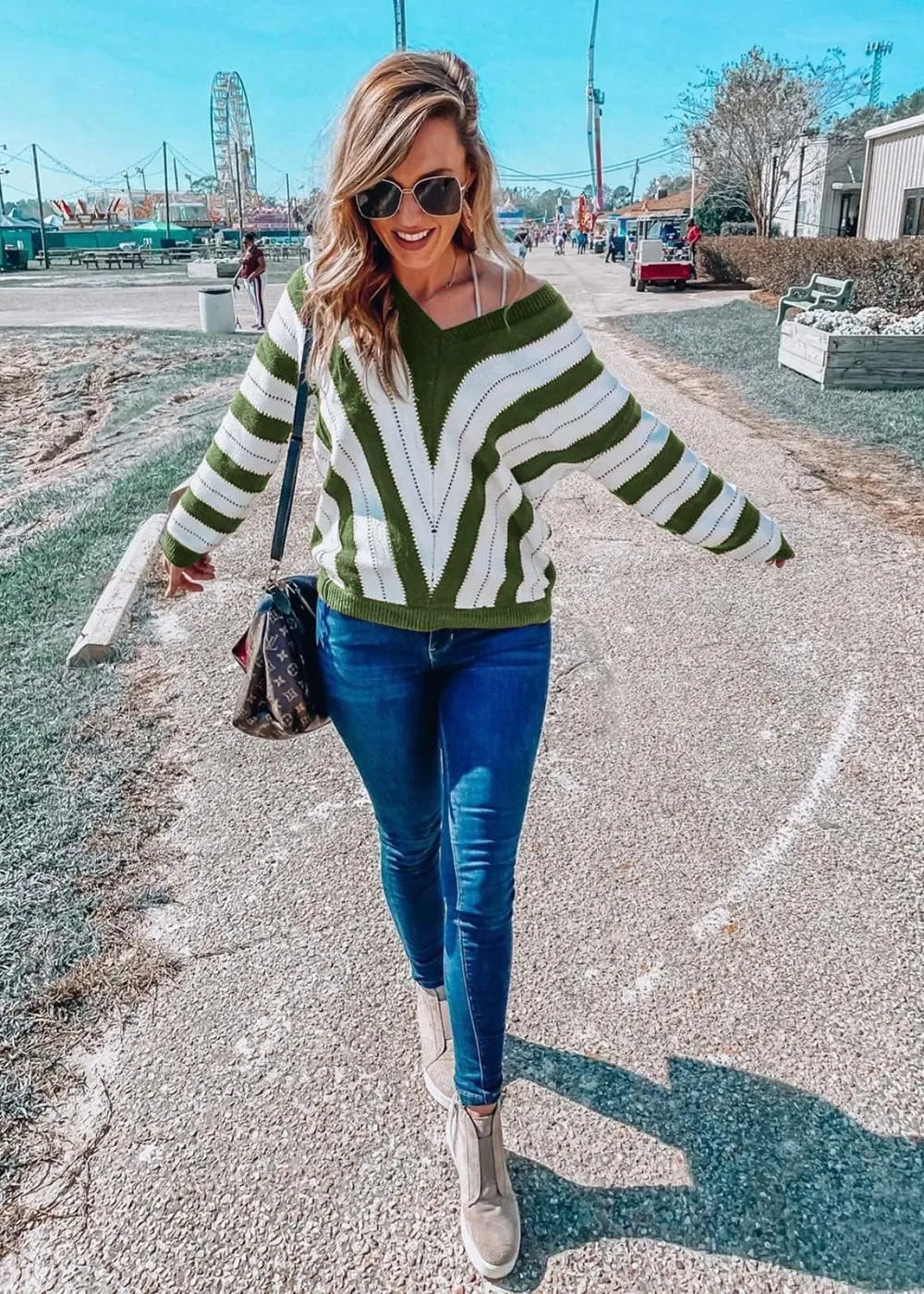 PRETTYGARDEN Women's Fashion Long Sleeve Striped Color Block Knitted Sweater Crew Neck Loose Pullover Jumper Tops