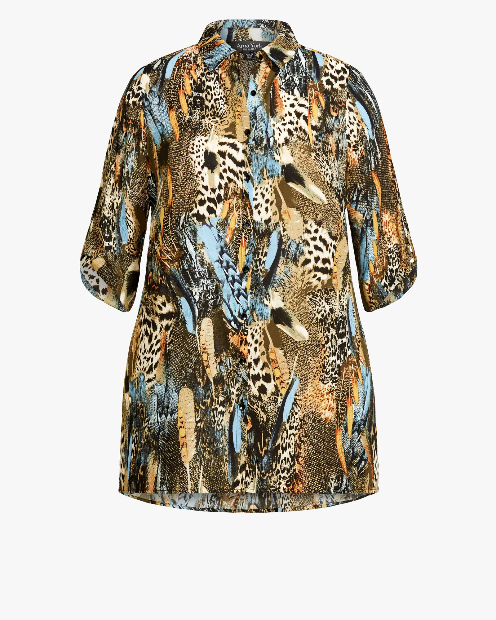 Printed Popover Blouse | Brown / Ivory