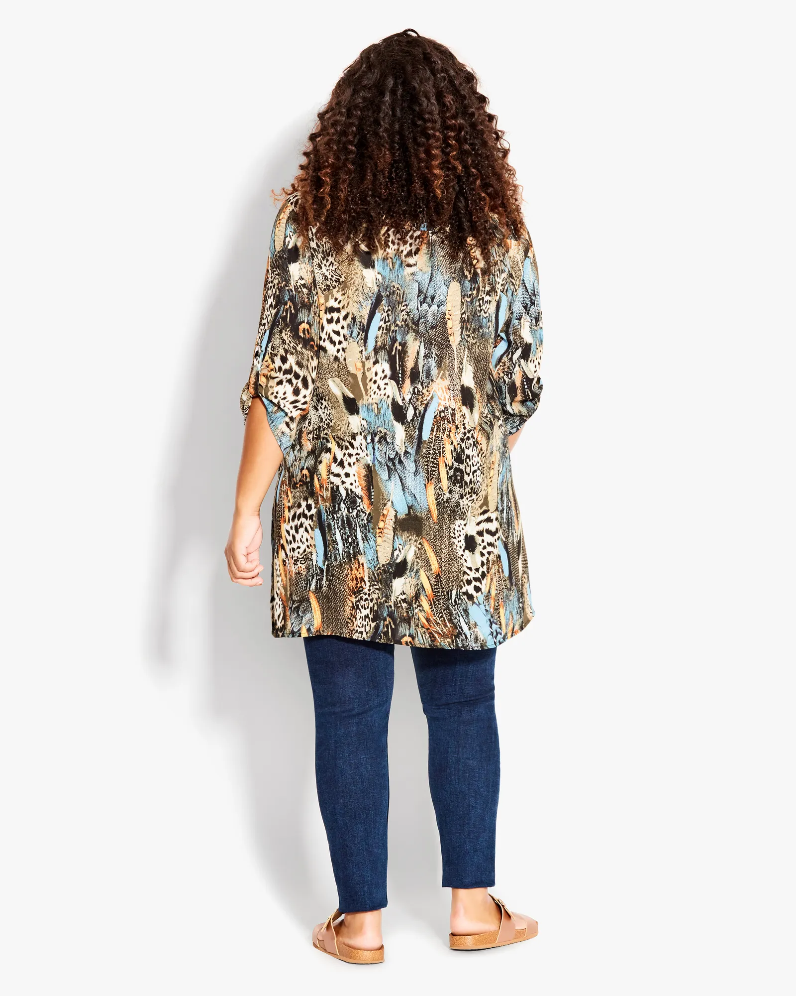 Printed Popover Blouse | Brown / Ivory