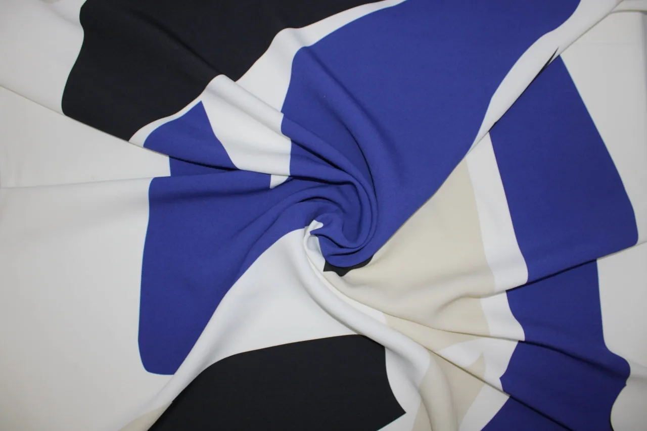Put a Bow On It Millennium Crepe - Blue/Black/Tan on White