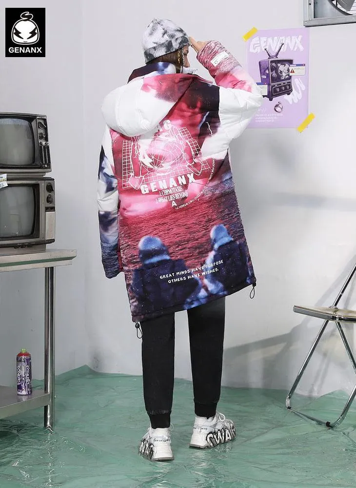Removable Astronaut Print Padded Coat