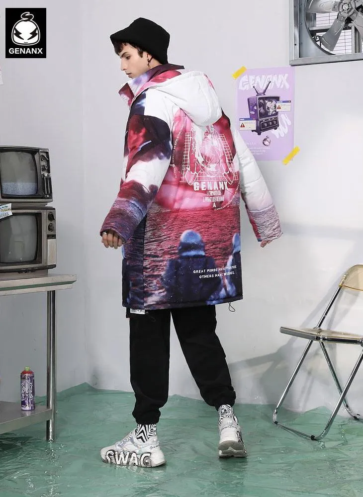 Removable Astronaut Print Padded Coat