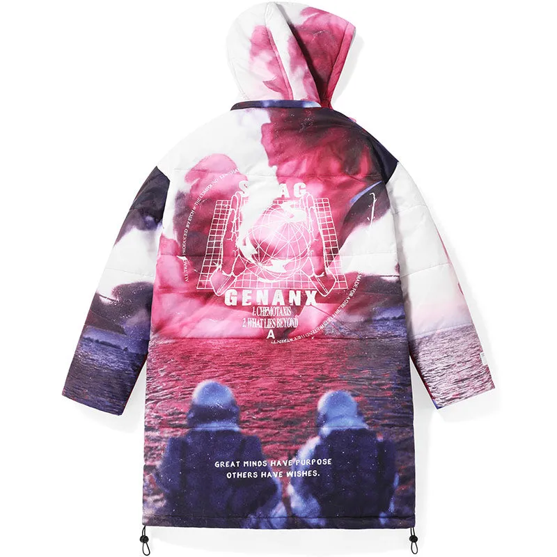 Removable Astronaut Print Padded Coat