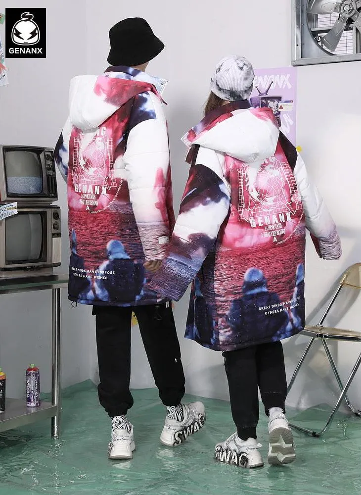 Removable Astronaut Print Padded Coat