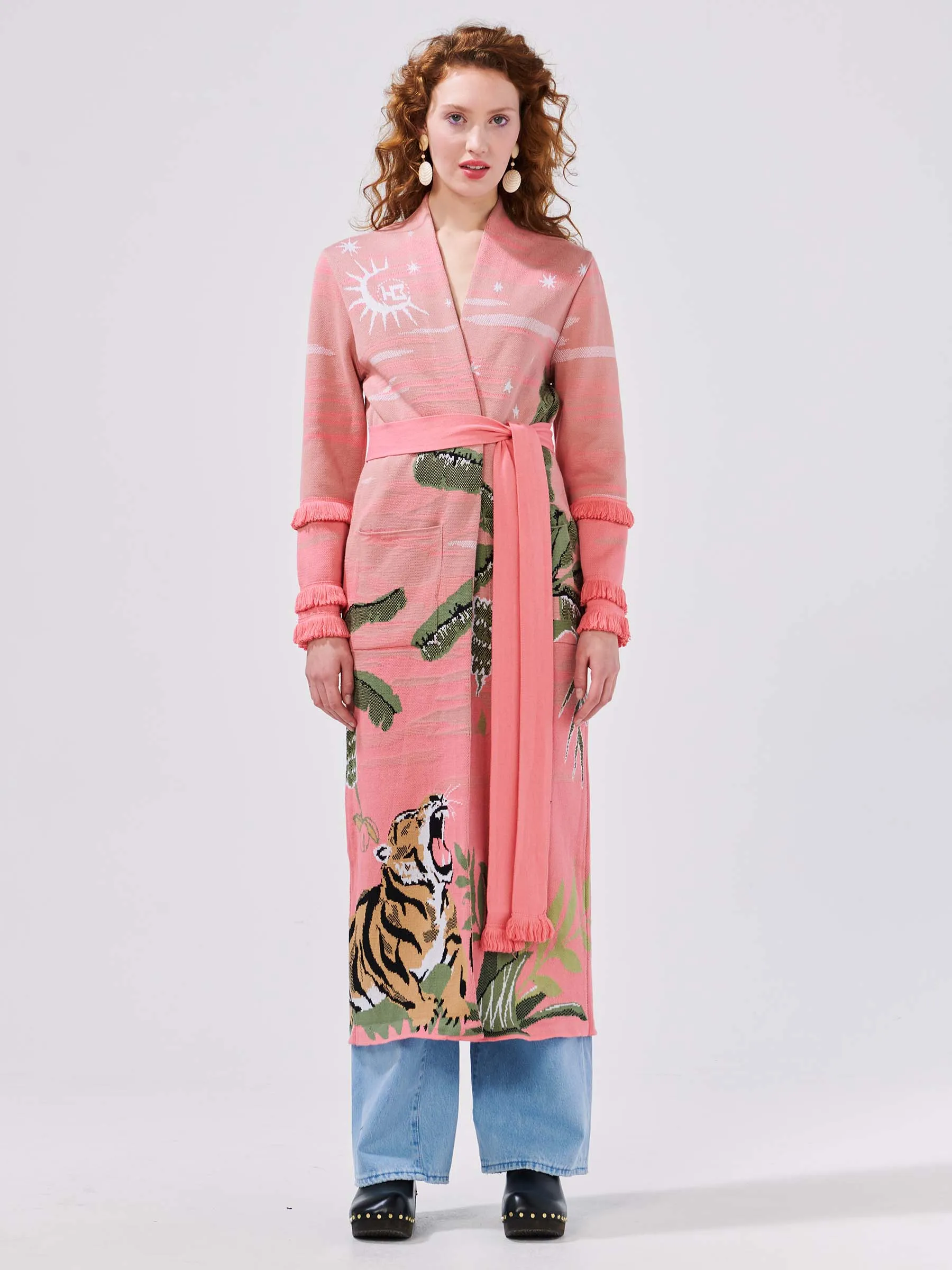 Roaring Tiger Cotton Jacquard Duster Pink