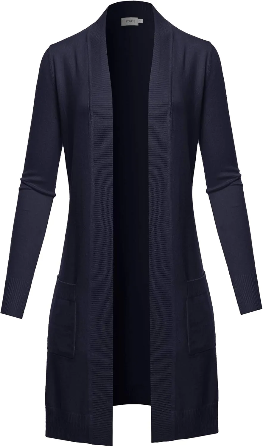 STARJJ Womens Soft Stetchy Knit Longline Open Front Sweater Cardigan with Pockets (S-3X)