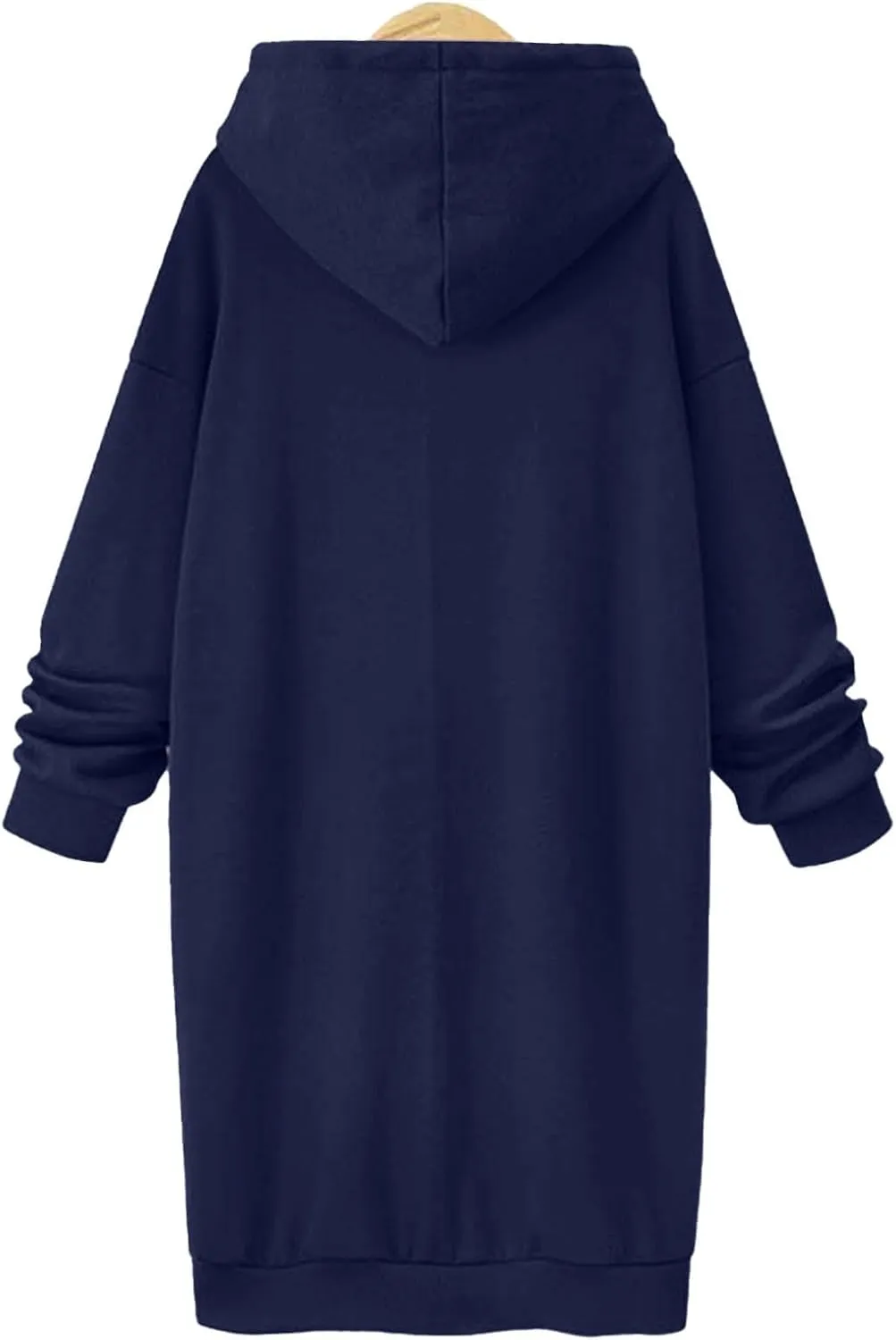 Stessotudo Oversized Long Hoodies for Women Solid Fleece Loose Fit Lounge Sweatshirts Drawstring Casual Comfy Hoodie Dress