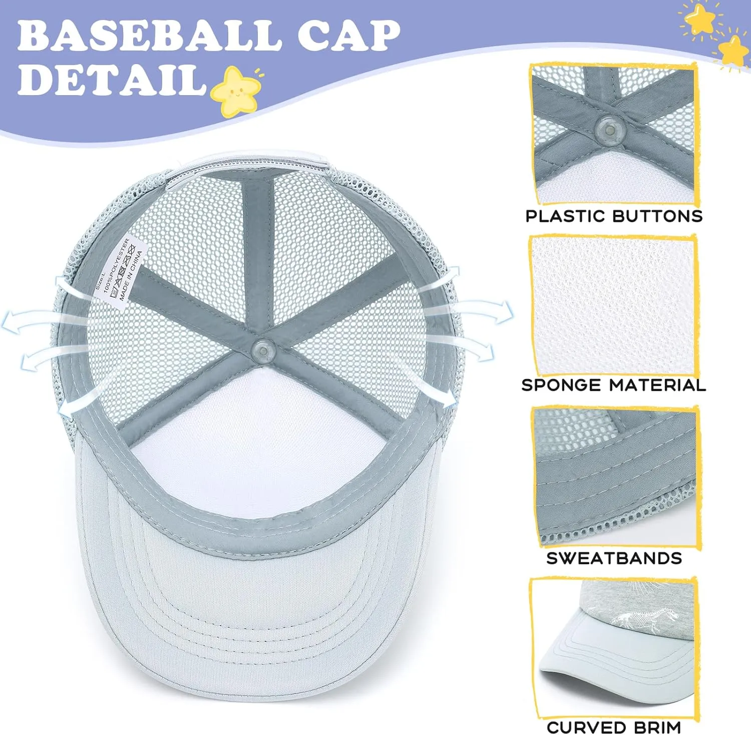 Stylish Toddler Baseball Cap and Sun Hat for Boys and Girls - Mesh and Sponge Material for Added Comfort