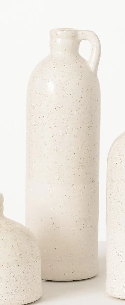 White Handled Ceramic Bottle Vase