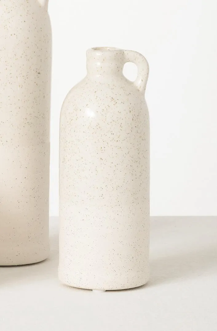 White Handled Ceramic Bottle Vase