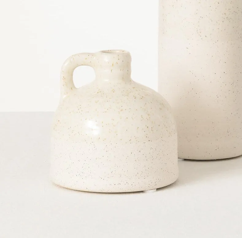 White Handled Ceramic Bottle Vase