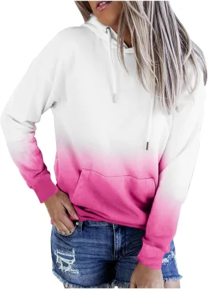 Women Casual Hoodies Tie-Dye Sweatshirt Fashion Y2k Oversized Pullover Drawstring Long Sleeve Tops Loose Fit Blouse