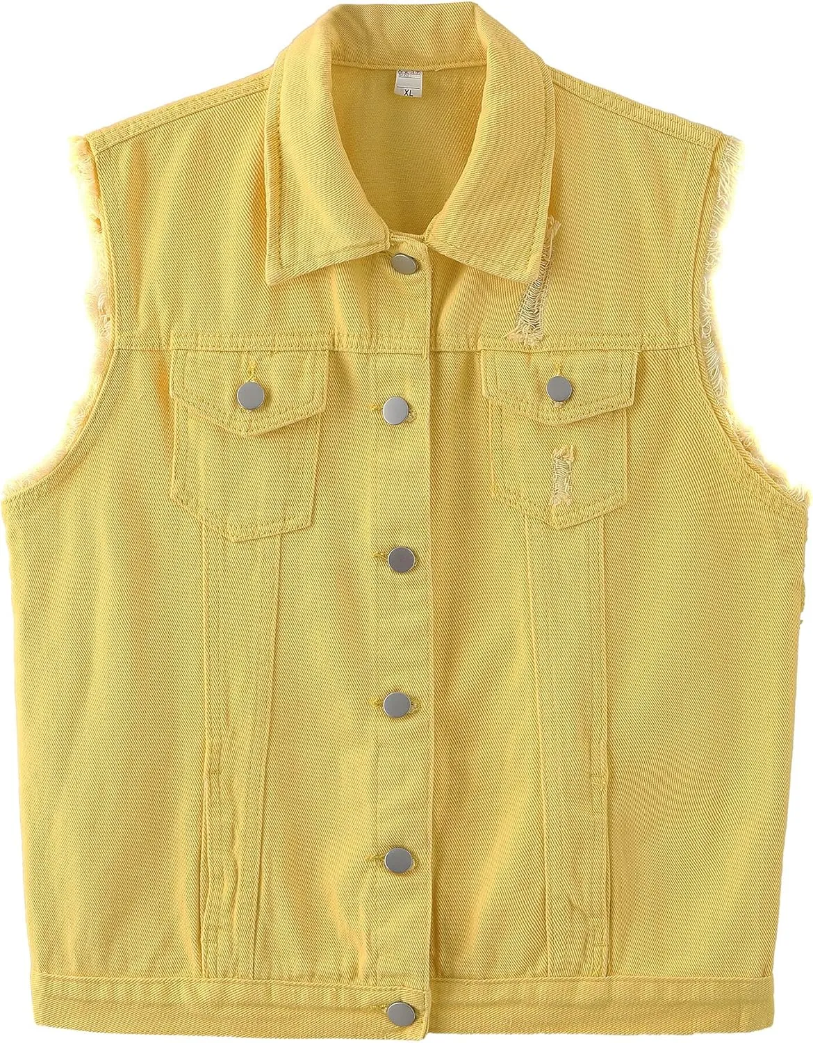 Womens Cute Sleeveless Distressed Slim Fit Denim Jean Crop Jacket Vest