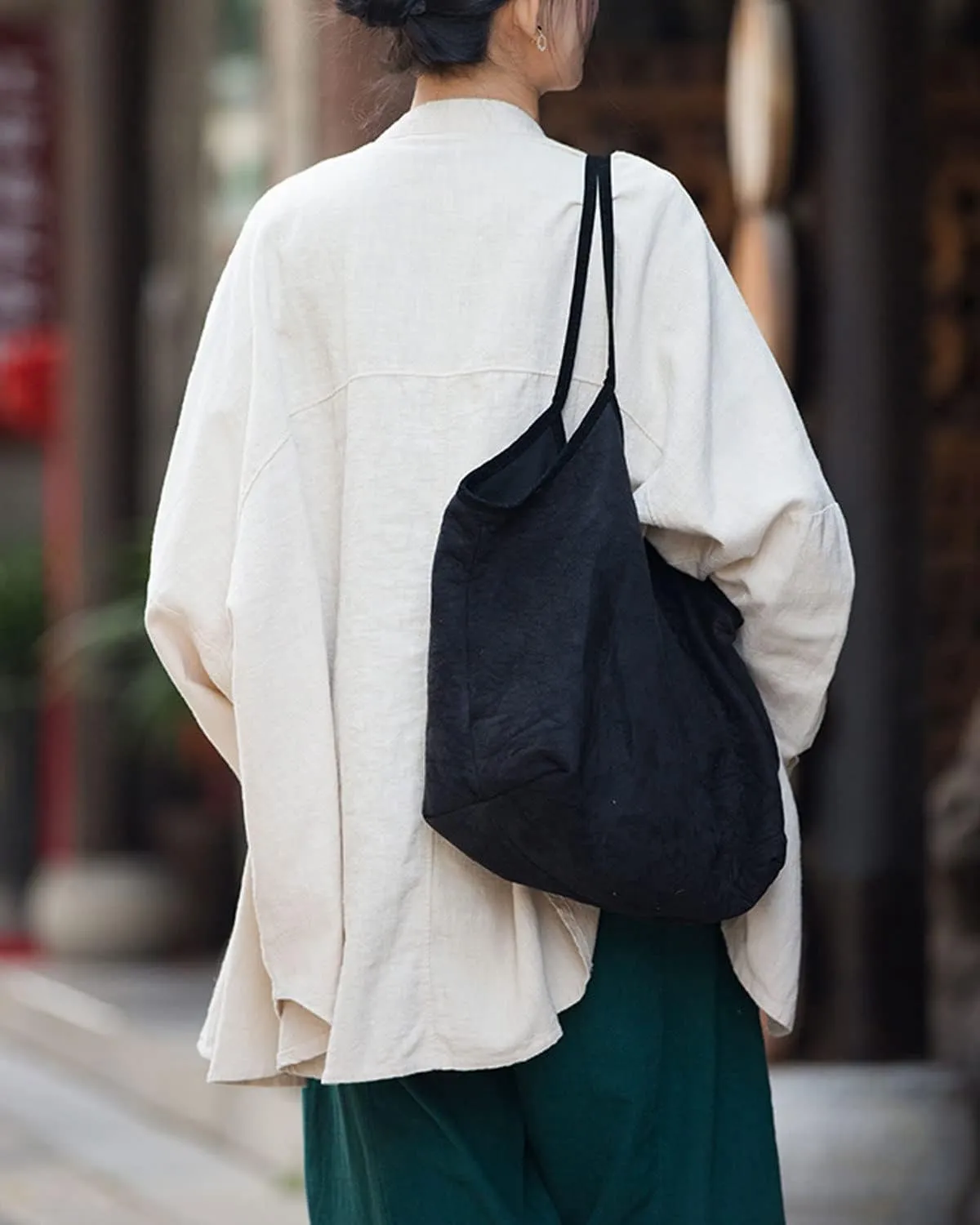 Women's Linen Oversized Blouses Vintage Long Sleeve Jackets Loose fit Chinese Frog Shirts