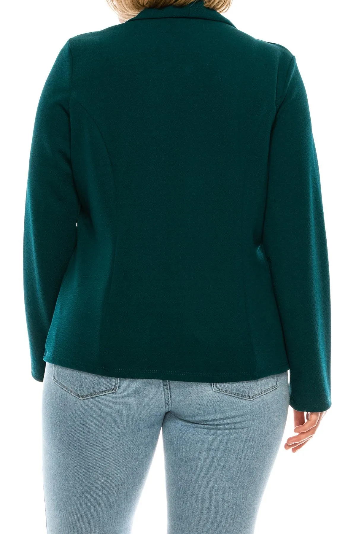Women's Plus Size Casual Long Sleeve Fitted Solid Open Blazer Jacket