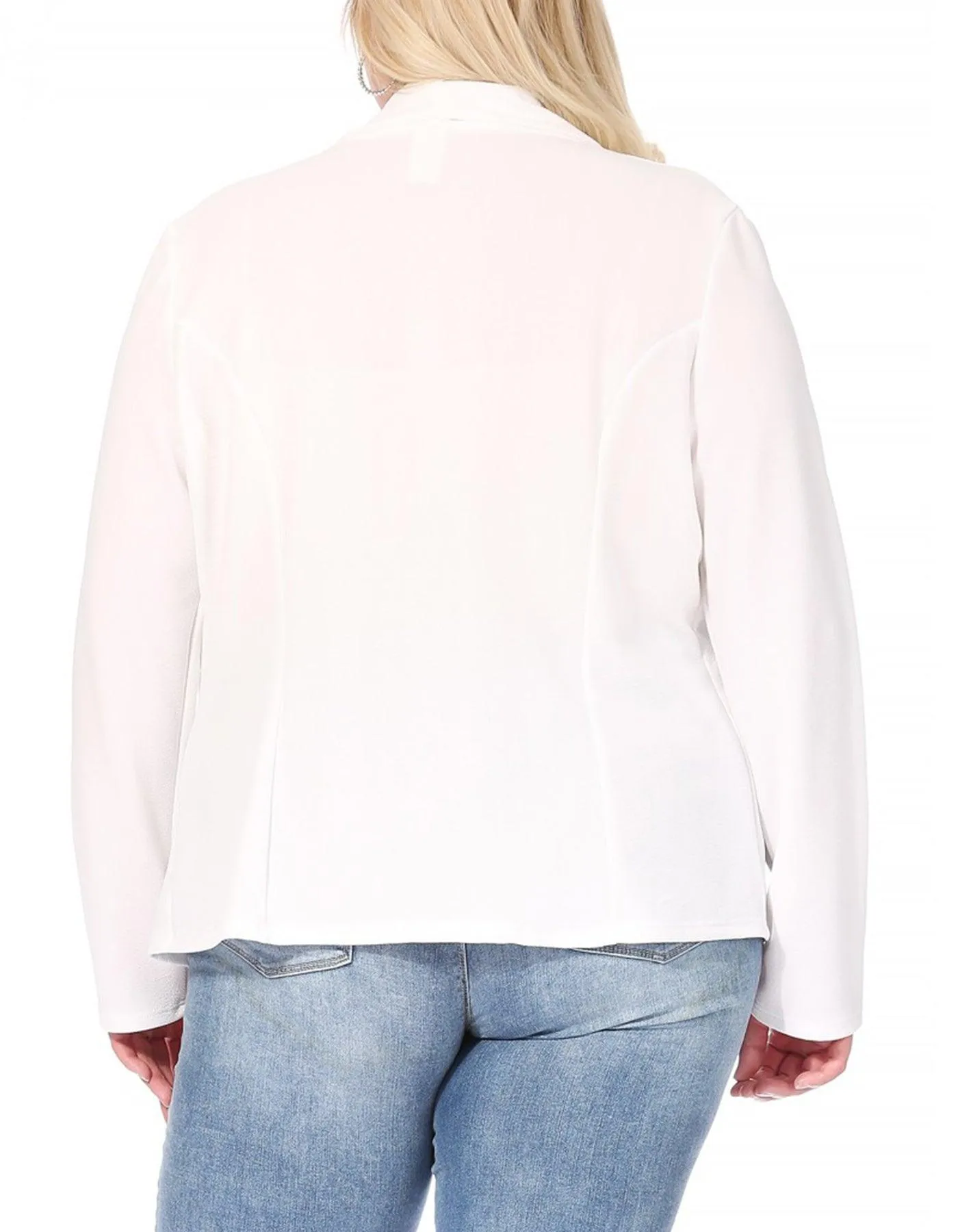 Women's Plus Size Casual Long Sleeve Fitted Solid Open Blazer Jacket