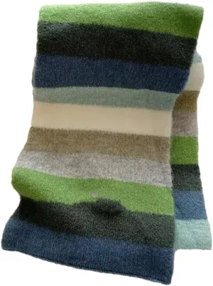 Women's Rainbow Striped Wool Scarf - Warm Short Scarf for Winter