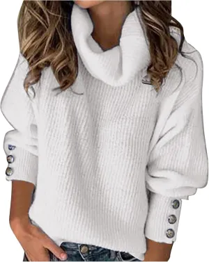 Women's Soft Turtleneck Sweater Sweater Mid Length Dress with Shoulder Sleeves and Half Turtleneck Sweater Womens