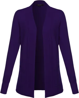 Women's Solid Soft Stretch Open Front Knit Cardigan