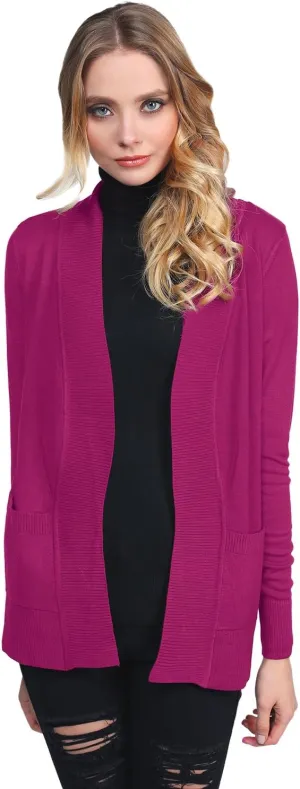 Women's Solid Soft Stretch Open Front Knit Cardigan