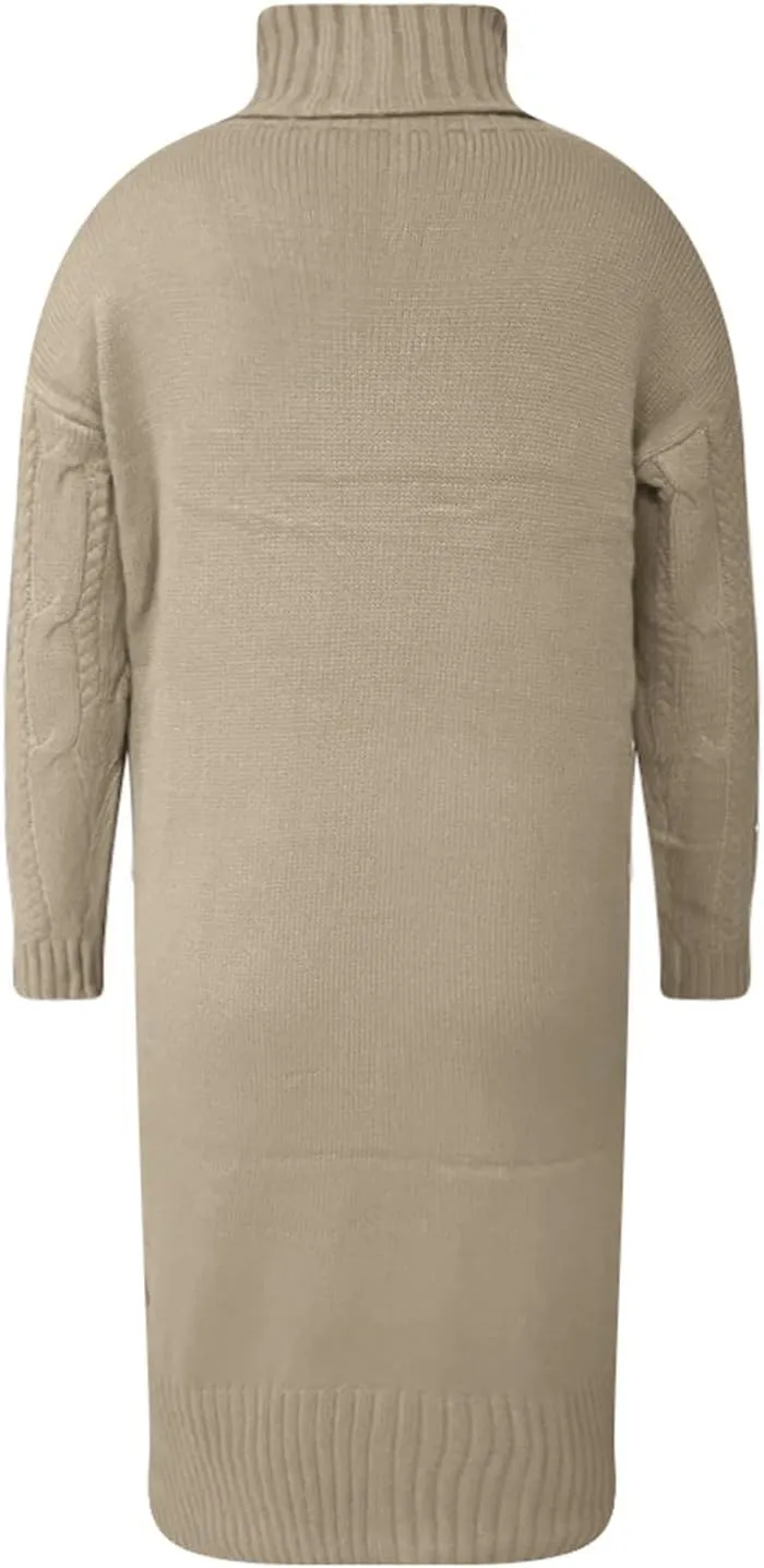 Women's Turtleneck Autumn Winter Solid Color Loose Fit Knit Sweater for Elegant Attire Oversized Shirts
