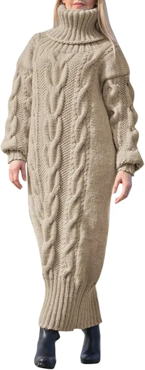 Women's Turtleneck Autumn Winter Solid Color Loose Fit Knit Sweater for Elegant Attire Oversized Shirts
